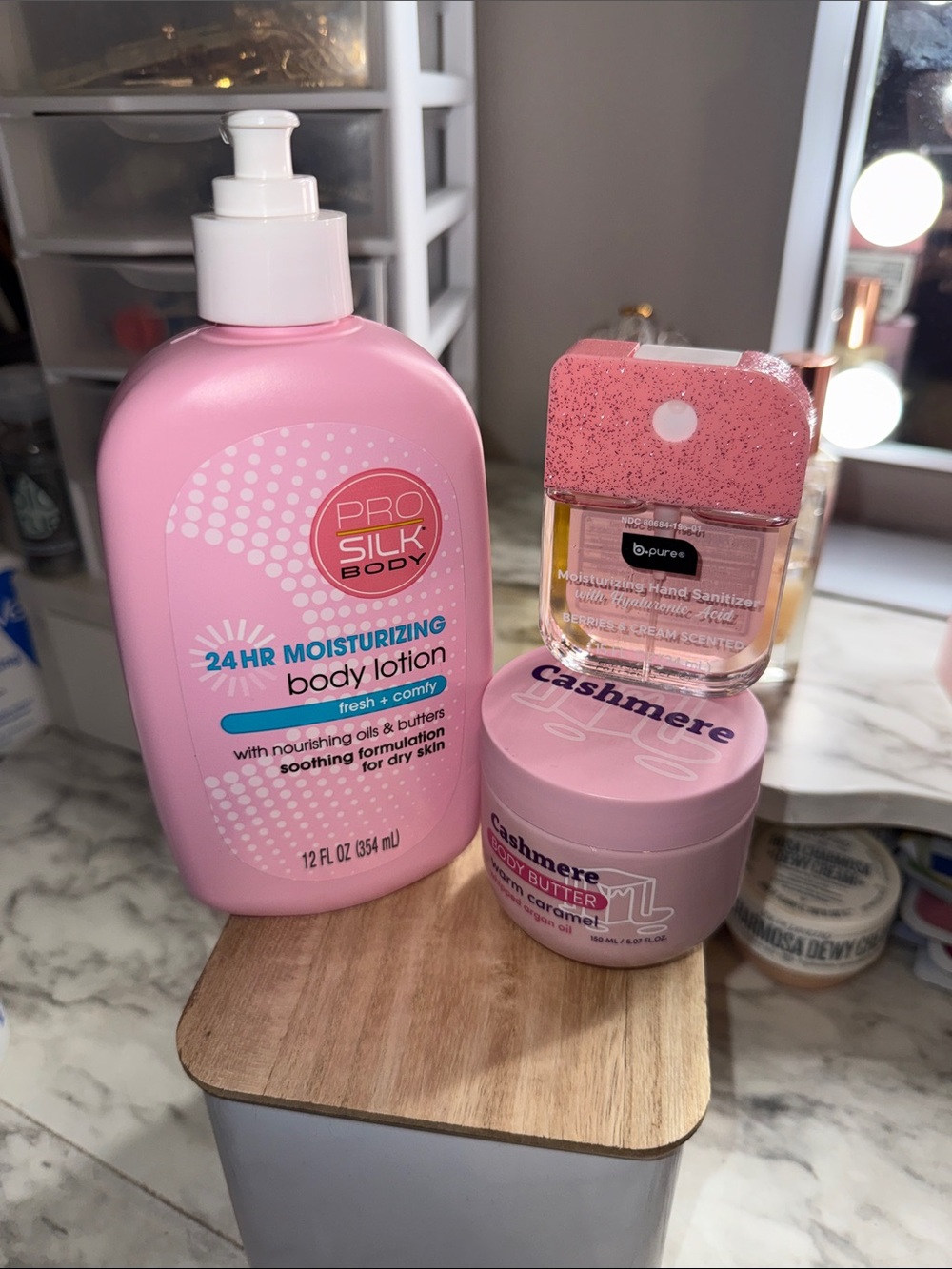 Pro Silk 24HR Moisturizing Pink Body Lotion + Pink Hand Sanitizer & Cream